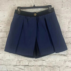 Anthropologie Cartonnier Skort Shorts Sz 2 Navy Blue Black Wool Polyester Preppy